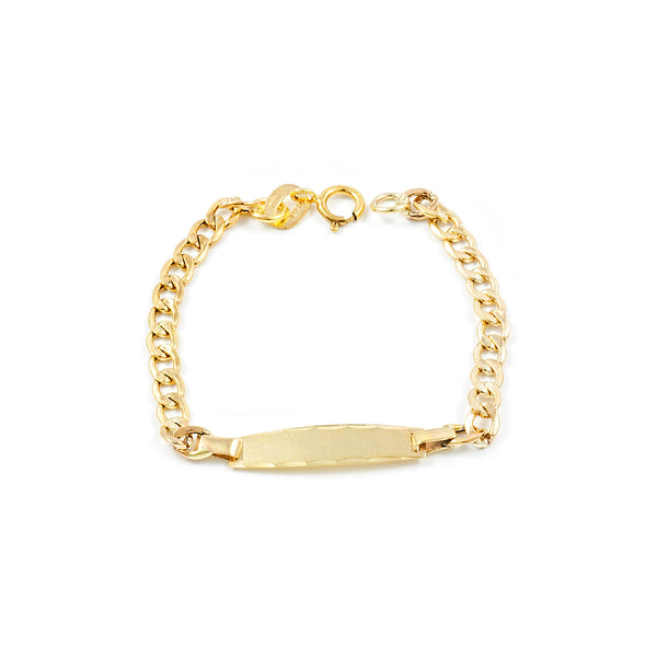Bracciale Bebè Bambini ragazza Oro Giallo 9K Personalizzata Schiava Barbata Opaca Brillante 12 cm