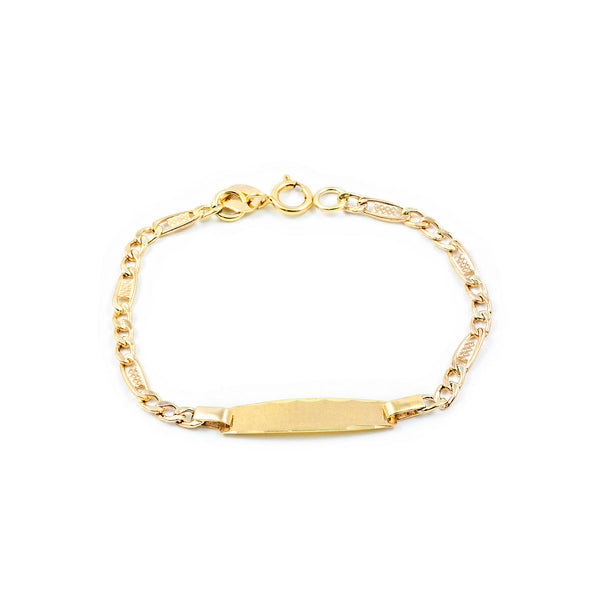 Bracciale Bebè Bambini ragazza Oro Giallo 9K Personalizzata Schiava 3x1 Opaca Brillante 12 cm