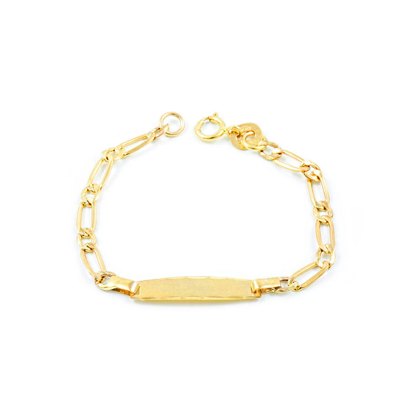 Bracciale Bebè Bambini ragazza Oro Giallo 9K Personalizzata Schiava 1x1 Opaca Brillante 12 cm