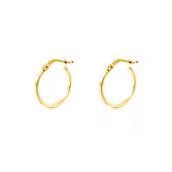 Pendientes Oro Amarillo 18K Aros Cuadrados Brillo 18 x 1,5 mm