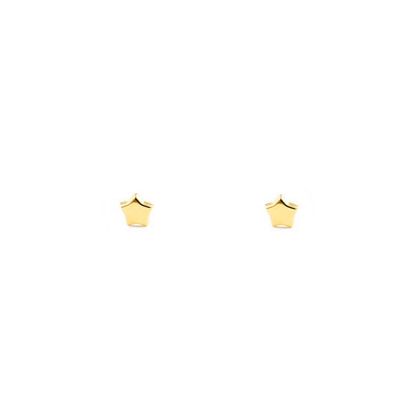 Pendientes Bebe Oro Amarillo 18K Estrella Brillo