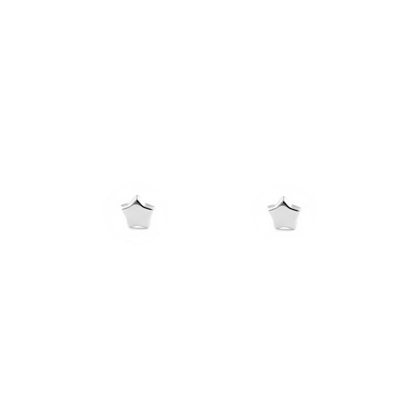 Pendientes Bebe Oro Blanco 18K Estrella Brillo