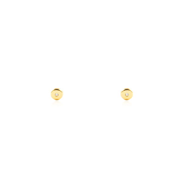 Orecchini bambini Rotondo Zircone Oro Giallo 18K