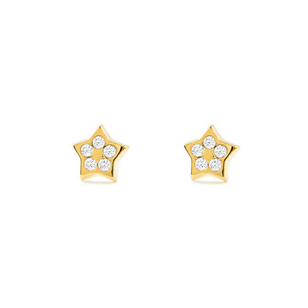 Orecchini ragazza donna Stella Zircone Oro Giallo 9K