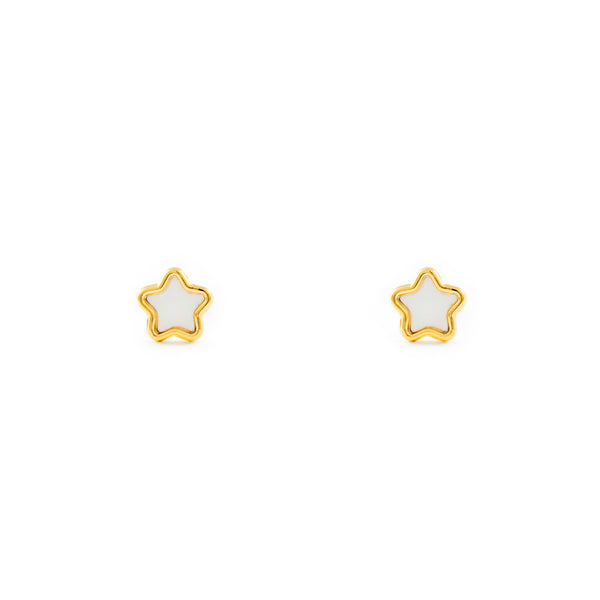 Orecchini bambini ragazza Madreperla Stella Oro Giallo 18K