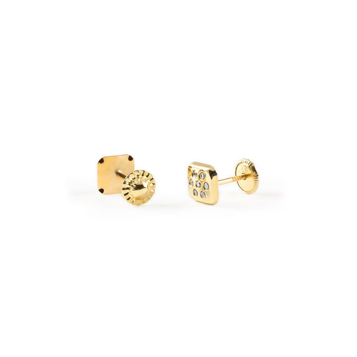 Pendientes Bebe o Niña Cuadrado en circon