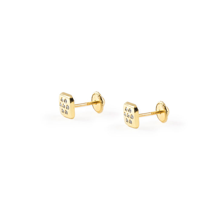 Pendientes Bebe o Niña Cuadrado en circon