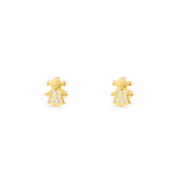 Pendientes Niña Oro Amarillo 9K Niña Circonitas Brillo