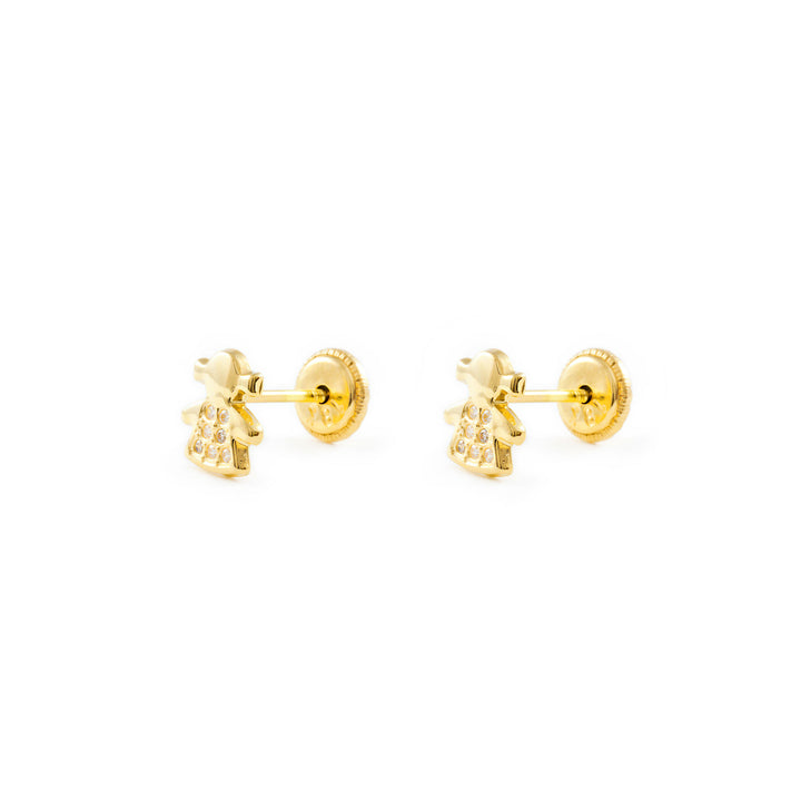Pendientes Bebe o Niña Oro Amarillo Muñeca con Circonitas
