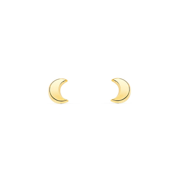 Pendientes Niña Oro Amarillo 9K Luna Brillo
