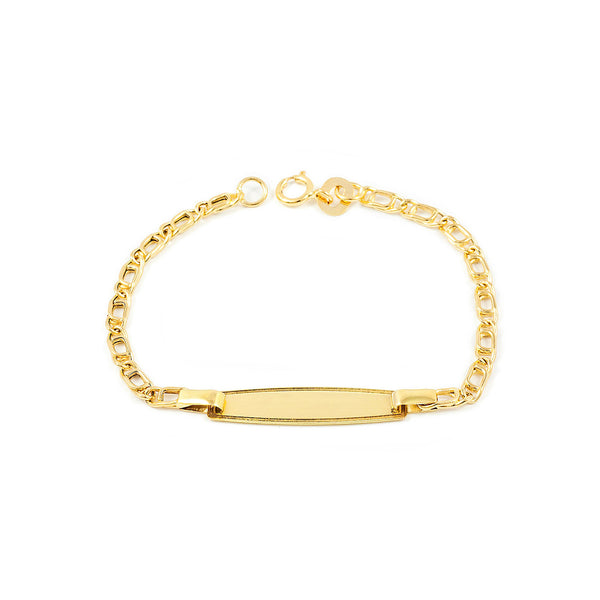 Bracciale Ragazza Oro Giallo 18K Personalizzata Schiava Brillante Bisel 13 cm