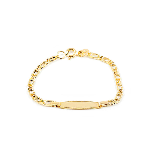 Bracciale Bebè Bambini ragazza Oro Giallo 18K Personalizzata Schiava Bisel Brillante 12 cm
