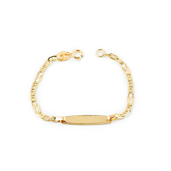 Bracciale Bebè Bambini ragazza Oro Giallo 18K Personalizzata Schiava Bisel Brillante 12 cm