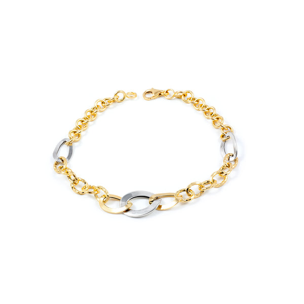 Bracciale Donna Oro Bicolore 18K Fantasia Brillante Texture 20 cm