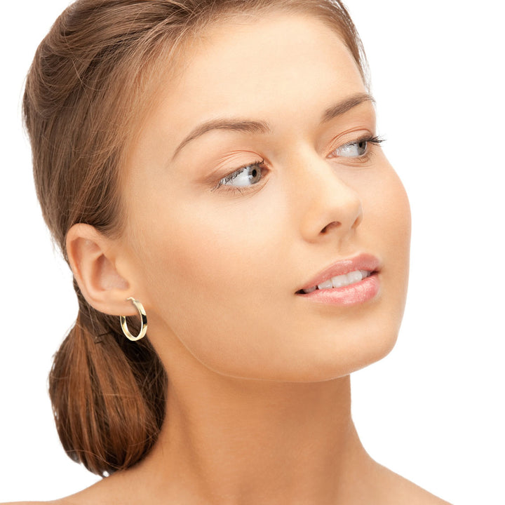 Pendientes Oro Aro liso rectangular 24x4 mm