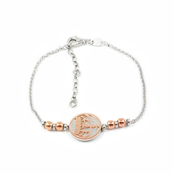 Bracciale donna Corona Argento Sterling 925 brillante opaco e brillante