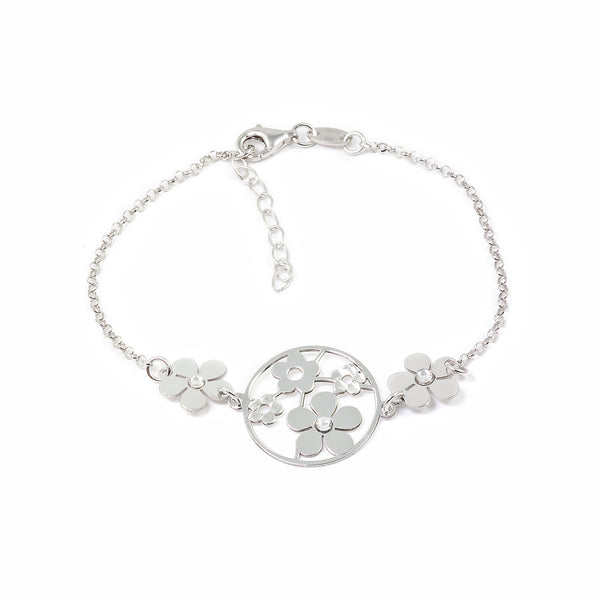 Bracciale donna Fiori Zircone Argento Sterling 925 brillante