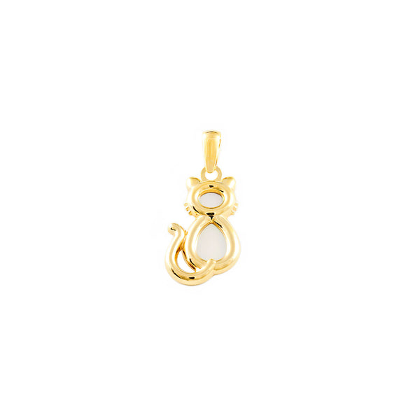 Colgante Oro Amarillo 9K Nacar Gato Brillo