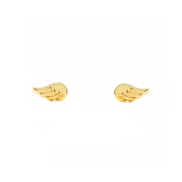 Pendientes Niña Oro Amarillo 9K Liso Alas Brillo