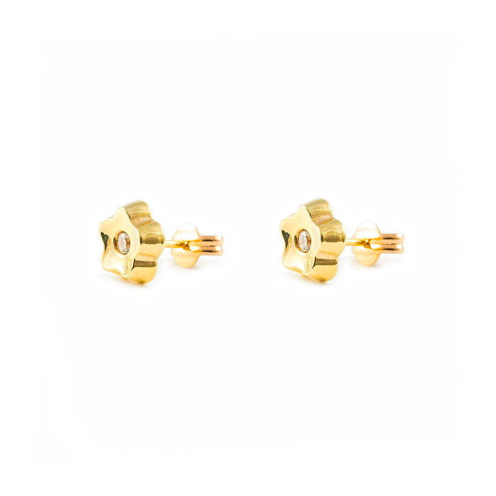 Pendientes Niña Oro Amarillo Flor en circonita (9kts)