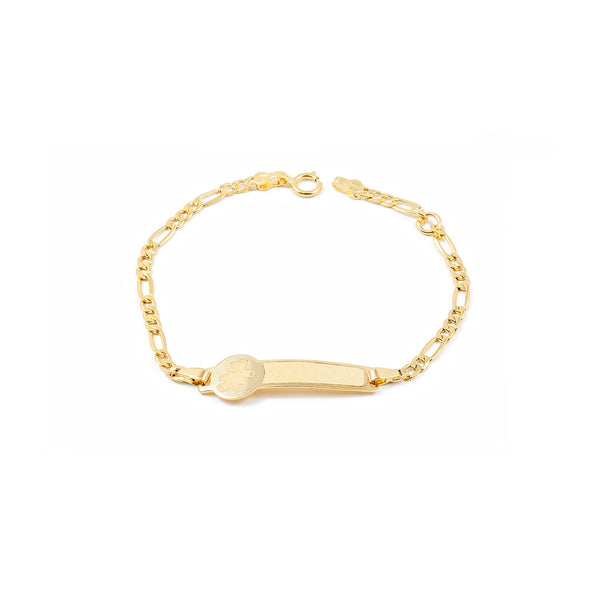 Bracciale Ragazza Oro Giallo 18K Personalizzata Schiava Orso Mate Brillante 14 cm