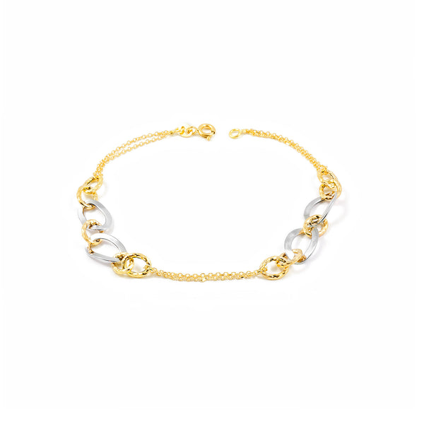 Bracciale Donna Oro Bicolore 18K Fantasia Brillante Texture 19 cm