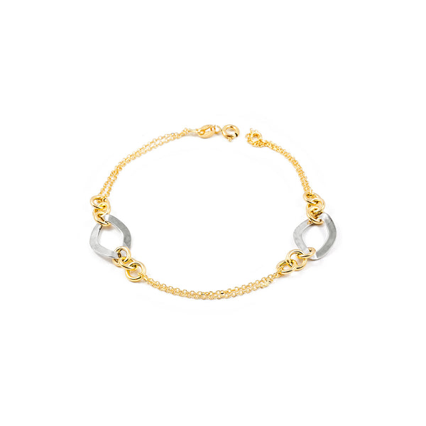Bracciale Donna Oro Bicolore 18K Fantasia Brillante Texture 19 cm
