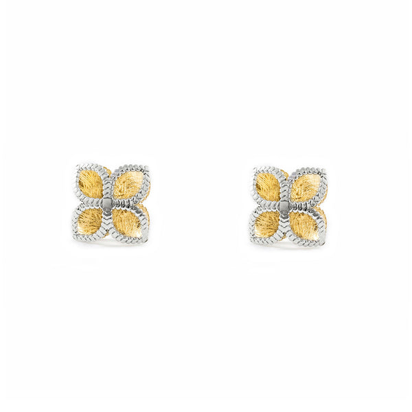 Orecchini ragazza donna Croce Bicolore 9K